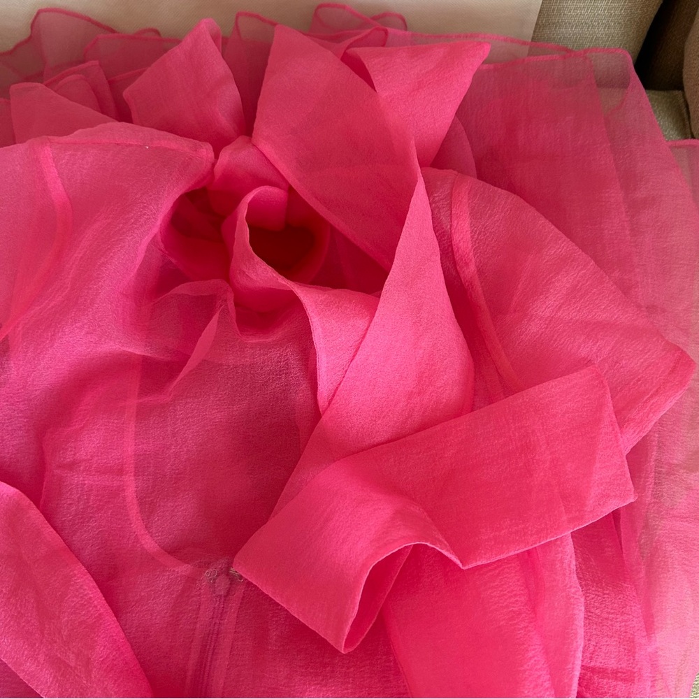 *Cover Only* STAUD Calluna Tiered Tulle Gown Maxi Dress Pink Sheer Bow - Picture 8 of 13